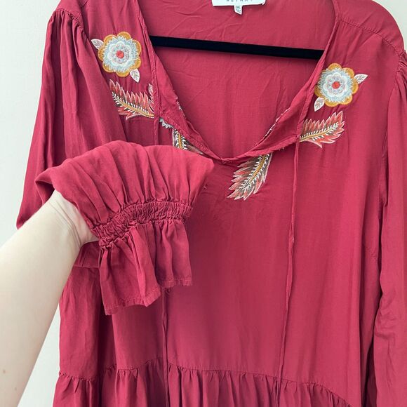 RETHM Red Embroidered Blouse Top Peasant Boho - 2X - Picture 4 of 8